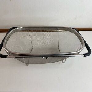 Over The Sink Stainless Steel Mesh Colander Strainer with Expandable Handle